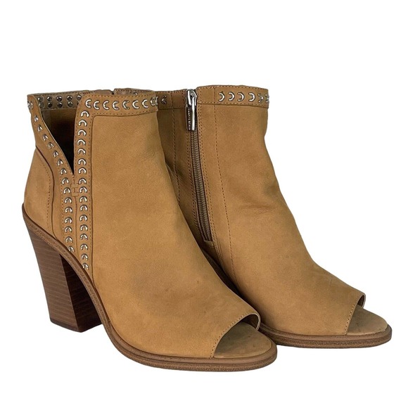Vince Camuto Shoes - Vince Camuto Womens VC-Kemelly Peep Toe Ankle Booties Brown Womens Size 6.5 M
